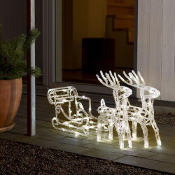 LED Weihnachtsschlitten mit Rentieren in Transparent 96x...